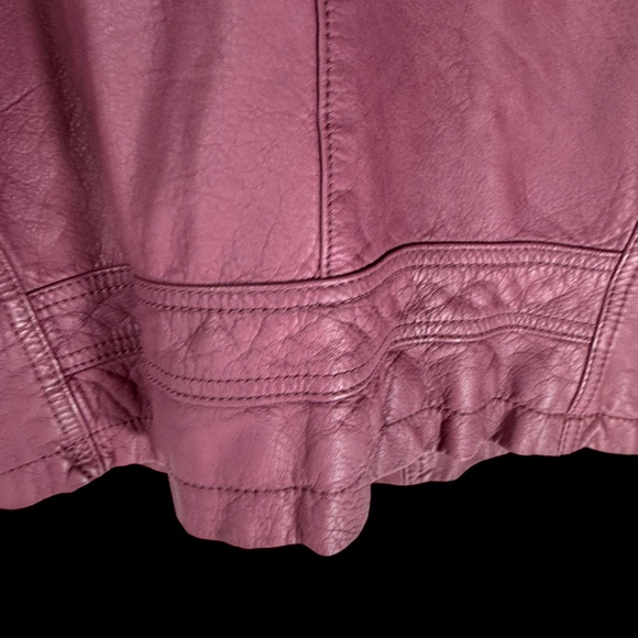 Rebecca Taylor Mauve Pink 100% Lamb Leather Moto Jacket Sz 2 - Picture 5 of 10